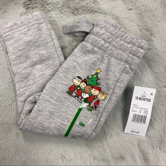 NWT Peanuts Christmas Sweatpants 18 month toddler pants - Picture 4 of 4